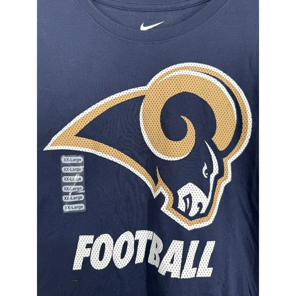 Nike Los Angeles Rams T Shirt Mens Size 2XL Navy Blue Short Sleeve Graphic Tee